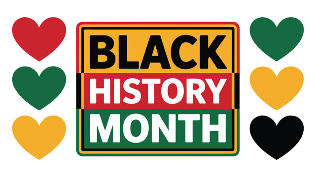 Black History Month Celebration Logo with Colorful Hearts
