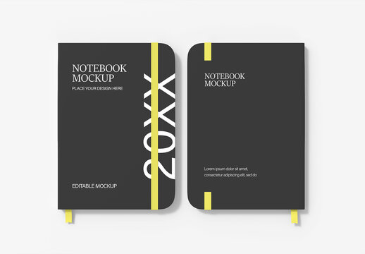 Hardcover Notebook Mockup with Elastic Band