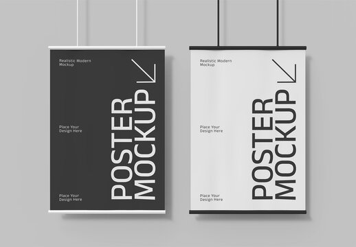 Minimal Hanging Poster Mockup Set