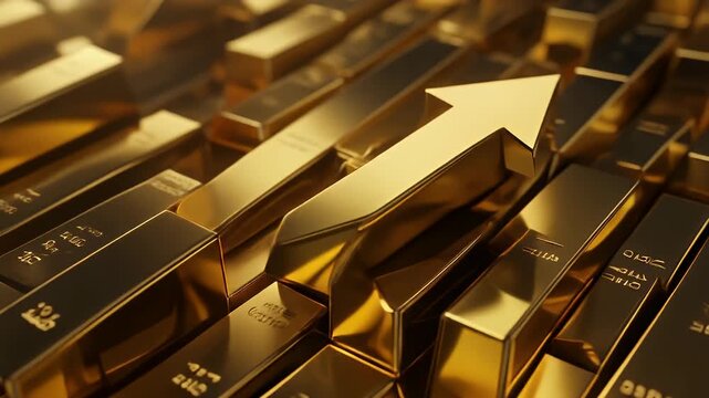 Close up of gold bars, wealth and investment