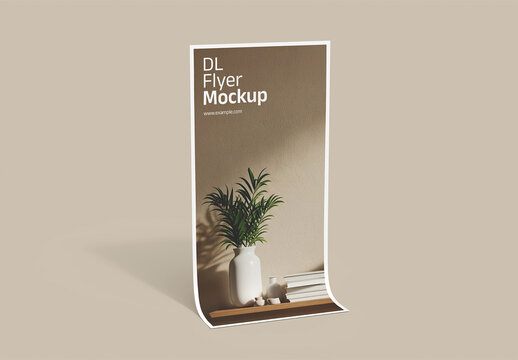 DL Flyer Mockup Curved Paper Design