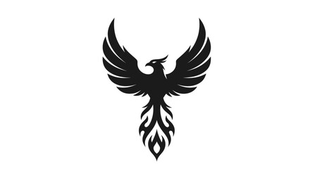 Obraz premium Black phoenix silhouette on white background
