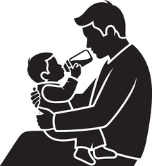 Father Feeding Baby Icon Representing Modern Parenthood