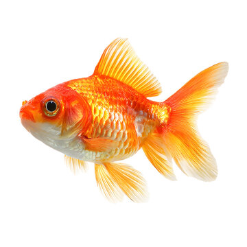 Carassius auratus Goldfish on White &ndash; Freshwater Pet Fish