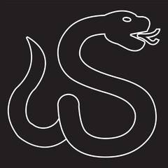 
Mythical snake line logo illustration. Minimal line art snake logo with mythical feel, isolated on black background, suitable for branding, tattoo concepts, and fantasy symbolism.EPS10/AI. 