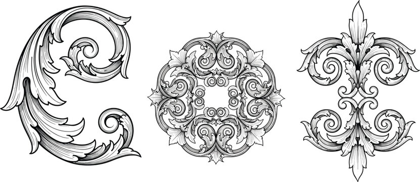Ornate tribal tattoo design featuring a vintage floral pattern and circular vector illustration with antique scroll elements and retro swirl ornaments for a decorative round border