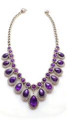Obraz premium Elegant purple gemstone statement necklace isolated on white background