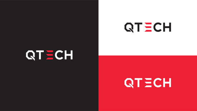 Modern QTECH Technology Wordmark Logo Design