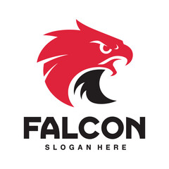 Obraz premium Red falcon head logo with black text on white background icon