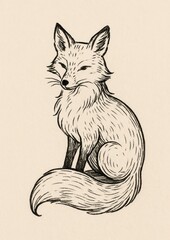 Fototapeta premium Elegant fox sketch illustration