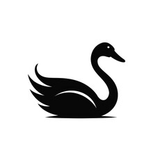 Fototapeta premium Swan logo icon silhouette animal black.