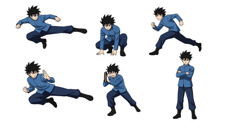 Anime character in various dynamic poses and expressions