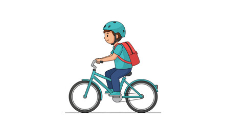 Fototapeta premium Young Boy Riding Bicycle.