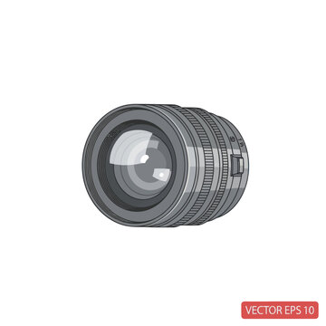 Close-up vector illustration of a camera lens