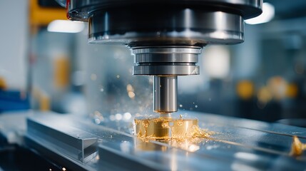 Technical production setup where a calibrated machine handles drilling tasks, supporting quality control, engineering standards, and reliable output. cinematic color correction, natural uneven