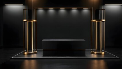 Luxury Showcase Platform Dark Background,