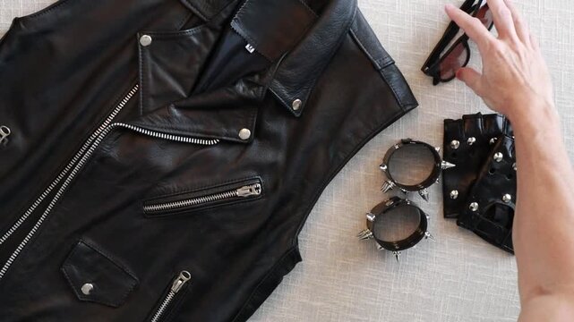 acess&oacute;rios de couro da moda punk rocker 