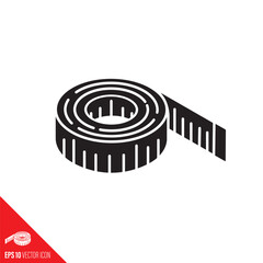 Rolled tape measure vector icon. Tailoring symbol.