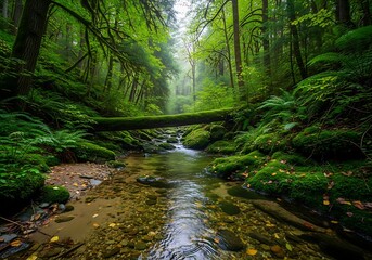 Lush forest stream