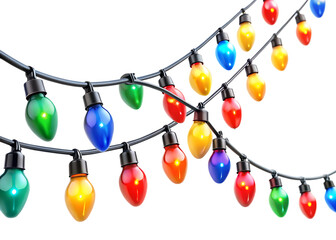 Multicolored Christmas Lights on Black Background string lights