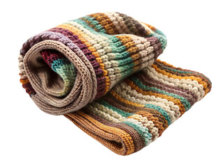 Rolled Crochet Blanket with Multicolored Stripes