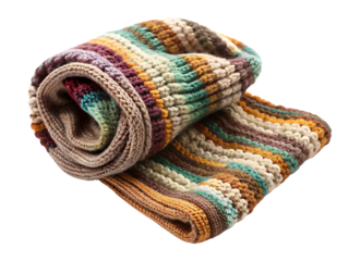 Rolled Crochet Blanket with Multicolored Stripes