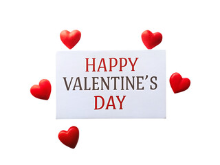 Happy Valentines Day card with red hearts on black background