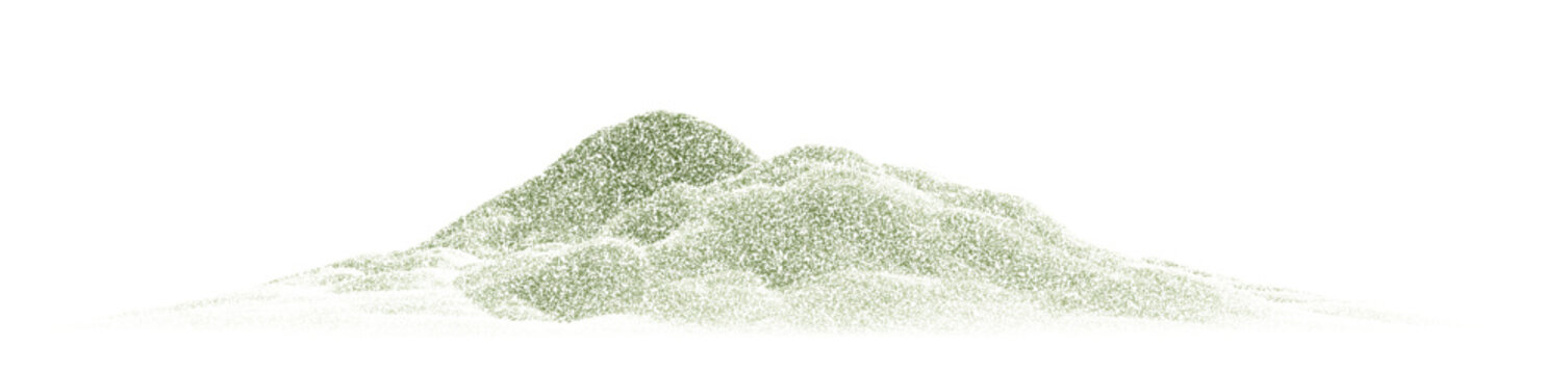 Mountain stipple texture landscape. Abstract green hill, volcano, halftone grain effect. Dotted gradation mountain peak dotwork style. Vector graphic vintage illustration