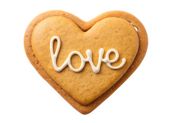 Heart shaped cookie with white icing love message love cookie