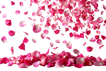 Pink rose petals falling on black background pink petals