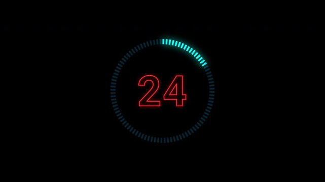 30 seconds countdown timer neon from 30 to 0 4K video