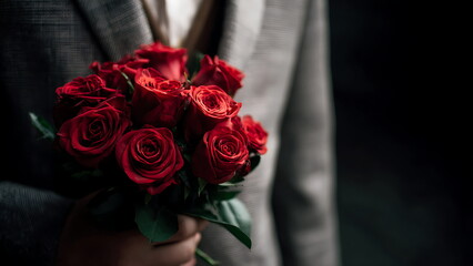 hand holding a red rose