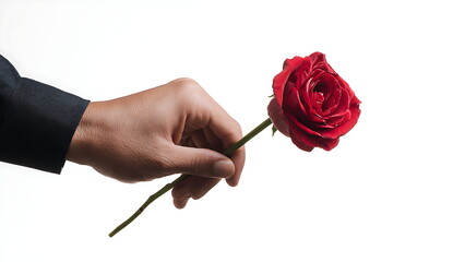 hand holding a red rose