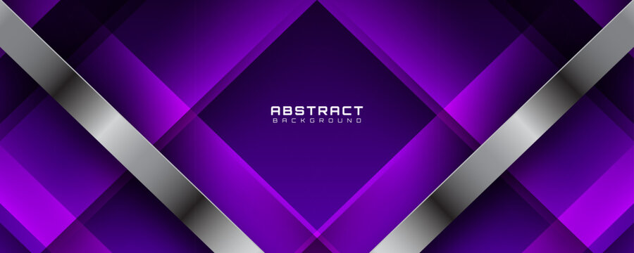3D purple techno abstract background overlap layer on dark space with silver lines effect decoration. Modern graphic design element cutout style concept for web, art, flyer, card, or brochure cover