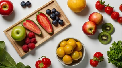Healthy Food Flatlay with Fruits,