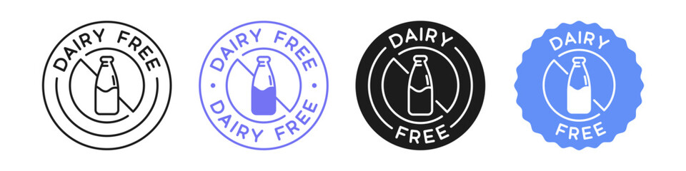 Dairy Free Label Vector Design. Food Allergens Badges.