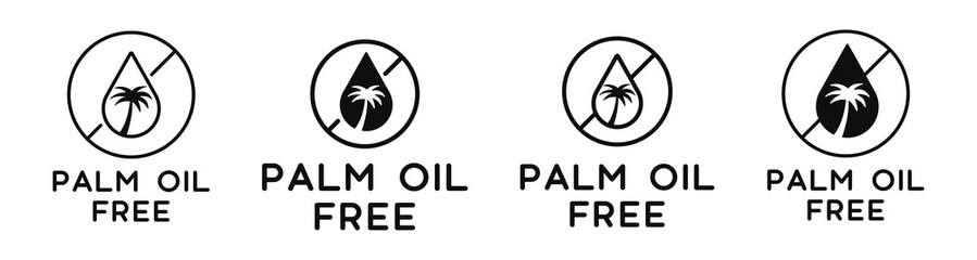 Palm Oil Free Vector Badges Icon Signs Set. © t1m0n344