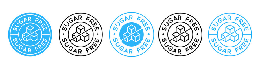 Fototapeta premium Sugar Free Icon Food Bages Vector Set. Collection Of Zero Sugar Stickers.