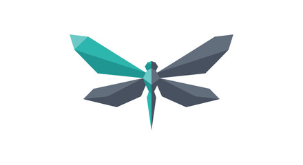 Geometric dragonfly with turquoise and grey wings