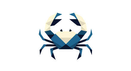 Geometric crab illustration, blue & beige tones © atha_lintar