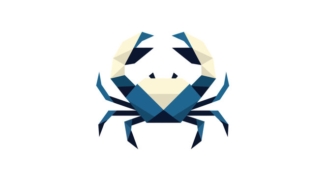 Geometric crab illustration, blue & beige tones