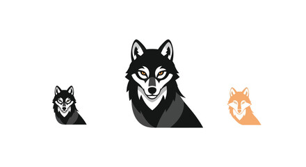 Obraz premium A trio of wolves, two in shades of grey and one in a soft orange, all headshots