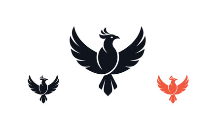 Obraz premium Stylized phoenix icon set