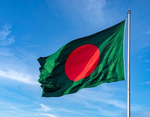 Bangladesh Flag Flying Against Clear Sky