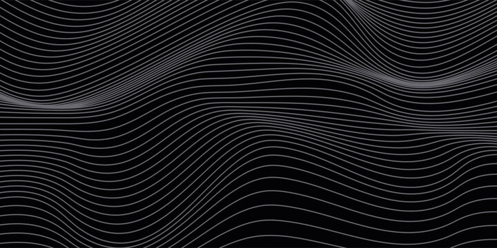 Flowing dot particles light wave pattern halftone blue and green gradient smooth curve shape isolated on black background. Vector in concept of technology, science, music,