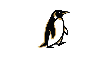Graphic of a penguin in black, white and gold © atha_lintar