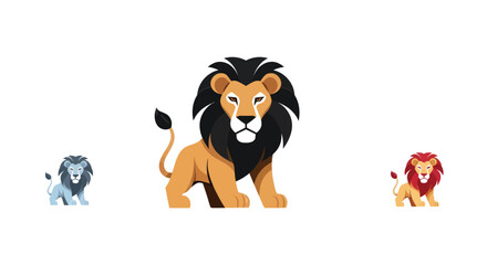 Three stylized lions