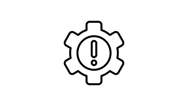 Minimize risk icon animation. Exclamation mark in gear machine animated for warning, caution, danger, alert, hazard, attention, error, problem sign and information
