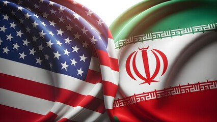 USA and Iran Flags Side by Side