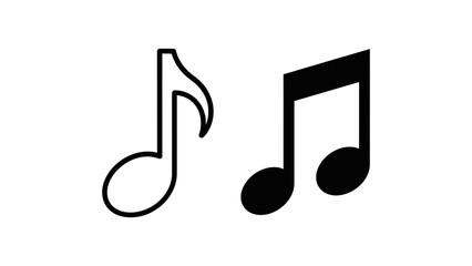A minimalist vector graphic of two musical notes on a transparent background